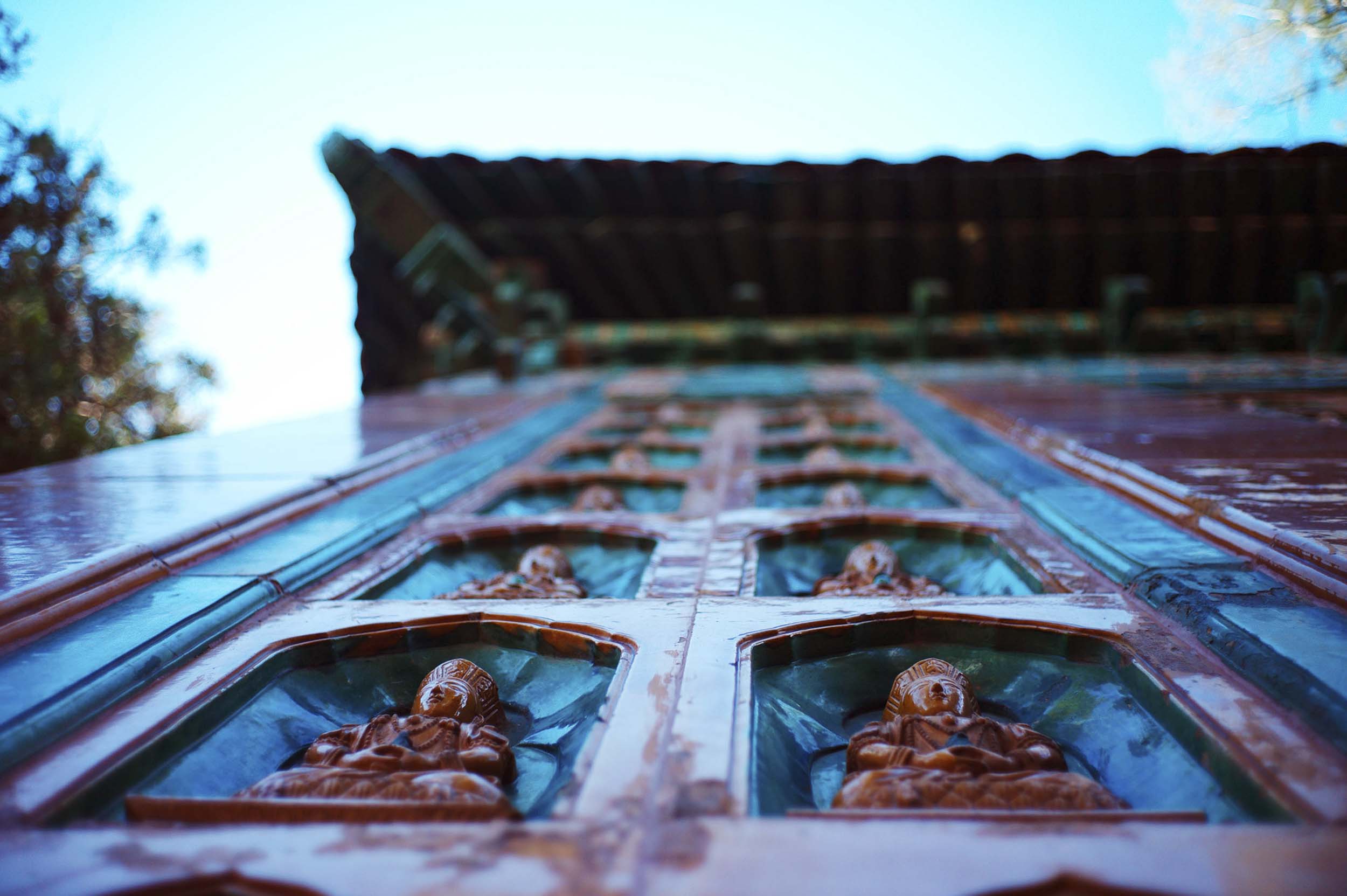 Buddha statues decorate the Temple of the Sun’s ornate exterior in Beijing’s Summer Palace, 2011