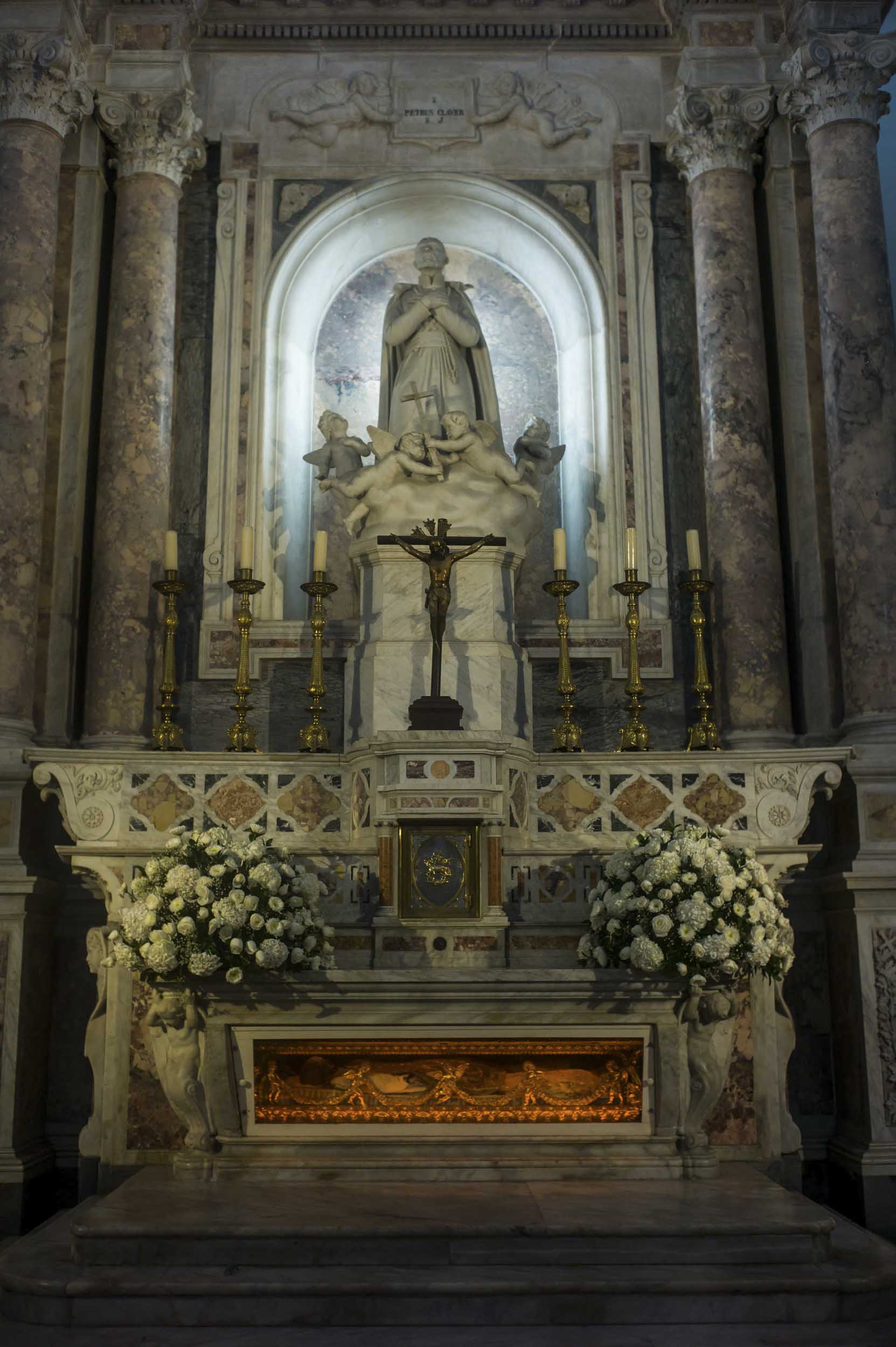 Inside the Inglesia de San Pedro Claver are the displayed remains of San Pedro Claver, a priest who evangelized black slaves, 2014