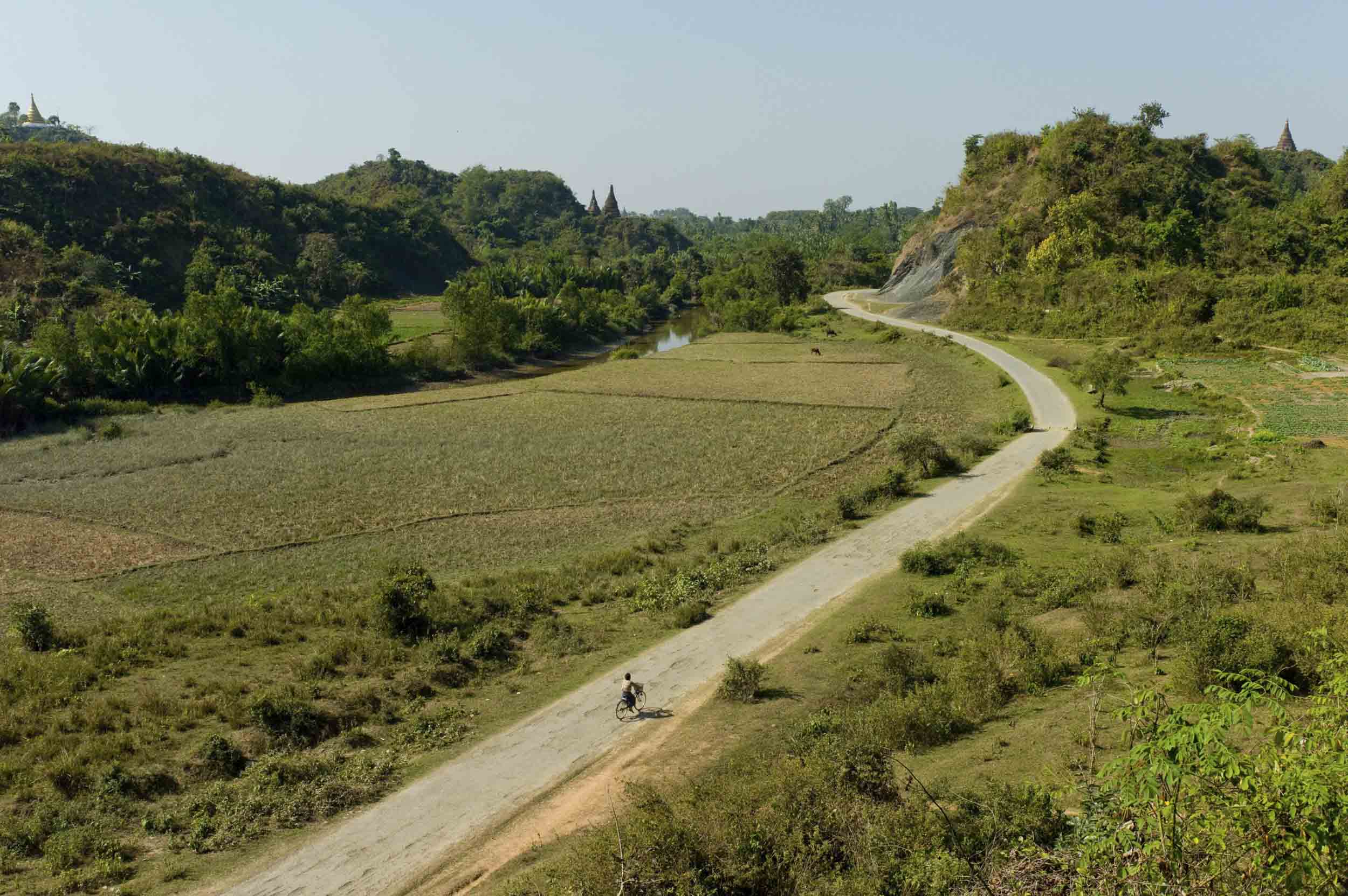 Mrauk U’s agrarian landscape is dotted with Buddhist temples, 2012
