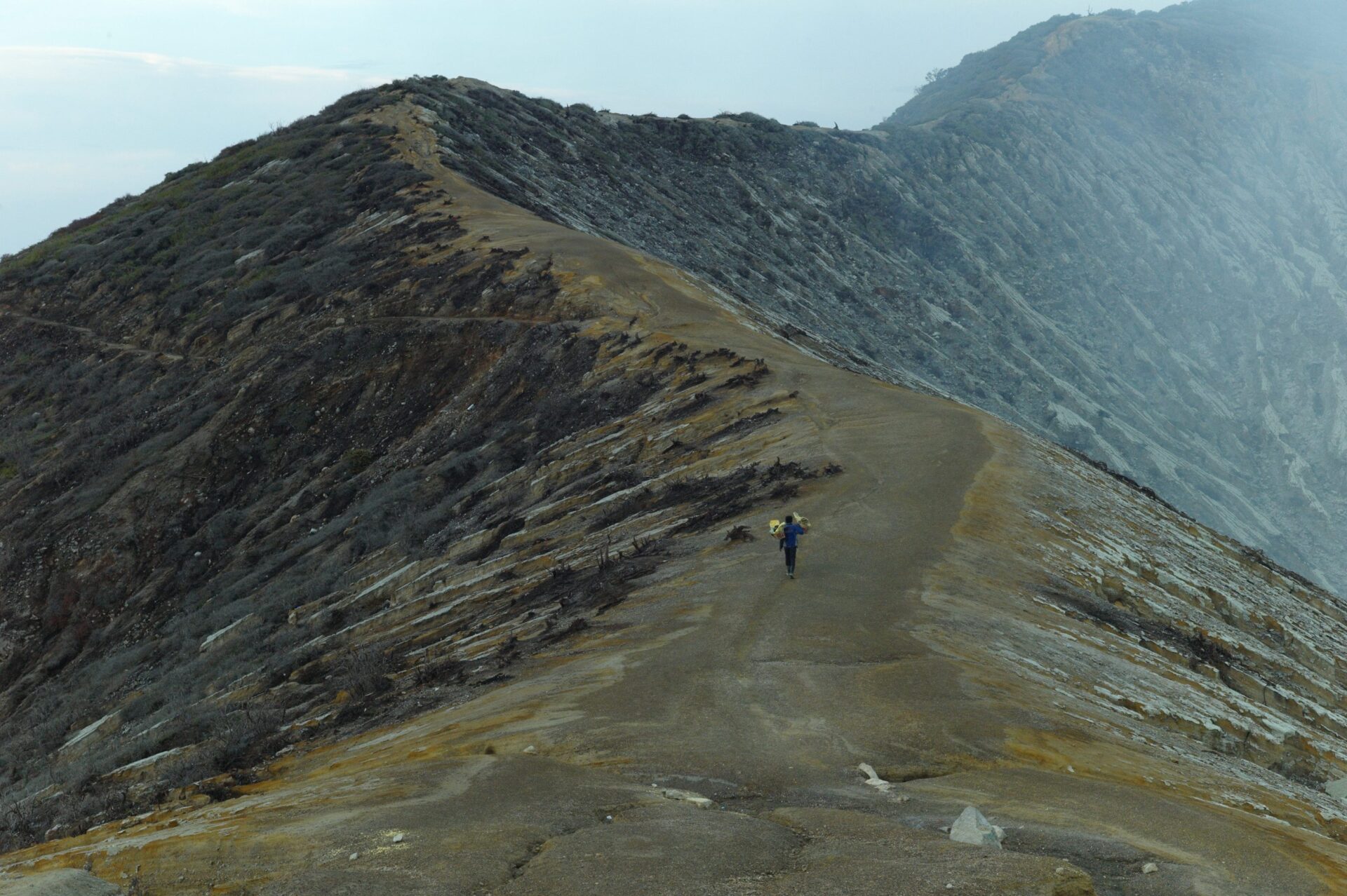 The crater lip of the Ijen volcano